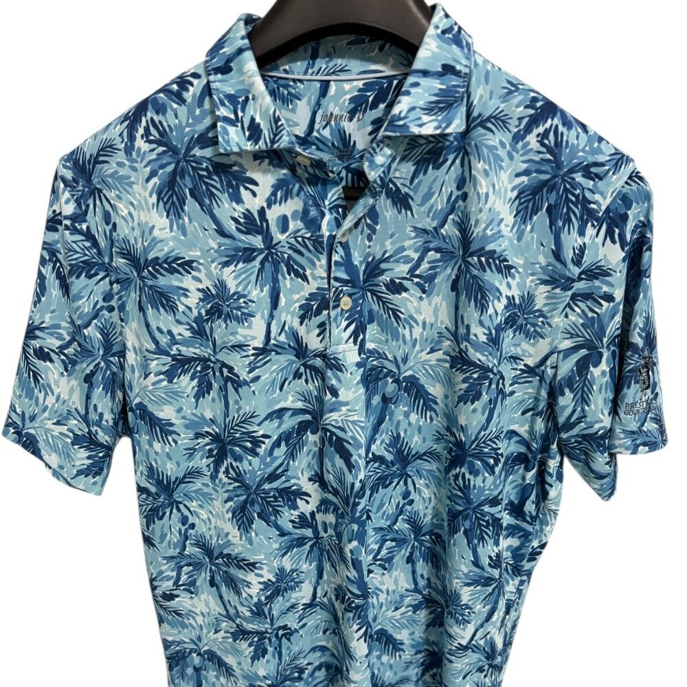Johnnie-O Hawaiian Men’s Polo Shirt Size Large Short Sleeve Palm Trees